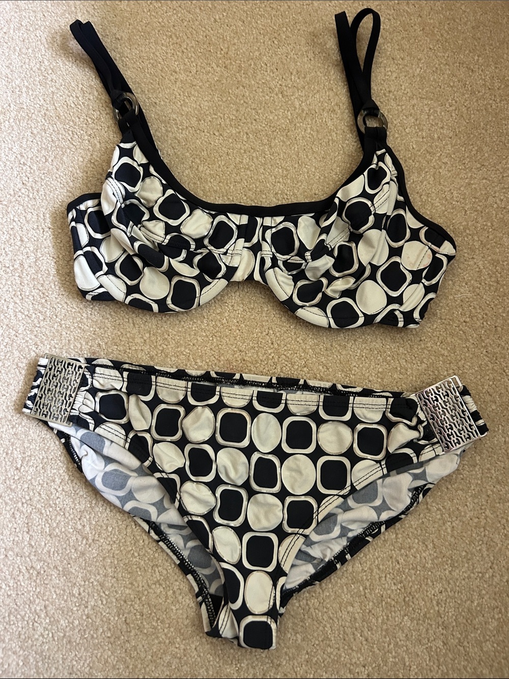 Tara Grinna Black and Cream Accented Bikini